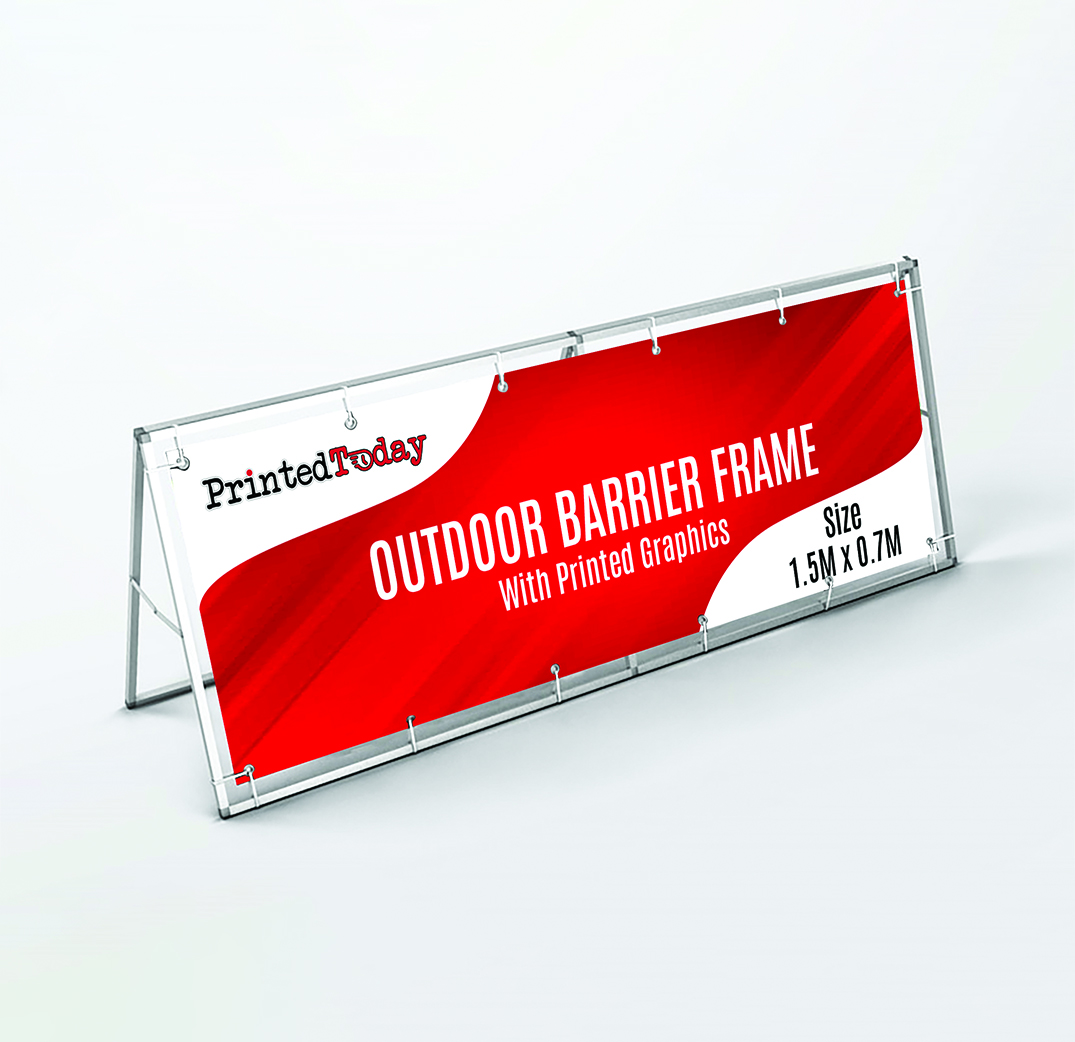 Outdoor Barrier Frame 1.5M x 0.7M (With Banner)