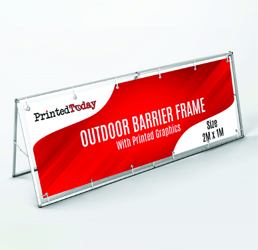 Outdoor Barrier Frame 2M x 1M (With Banner)