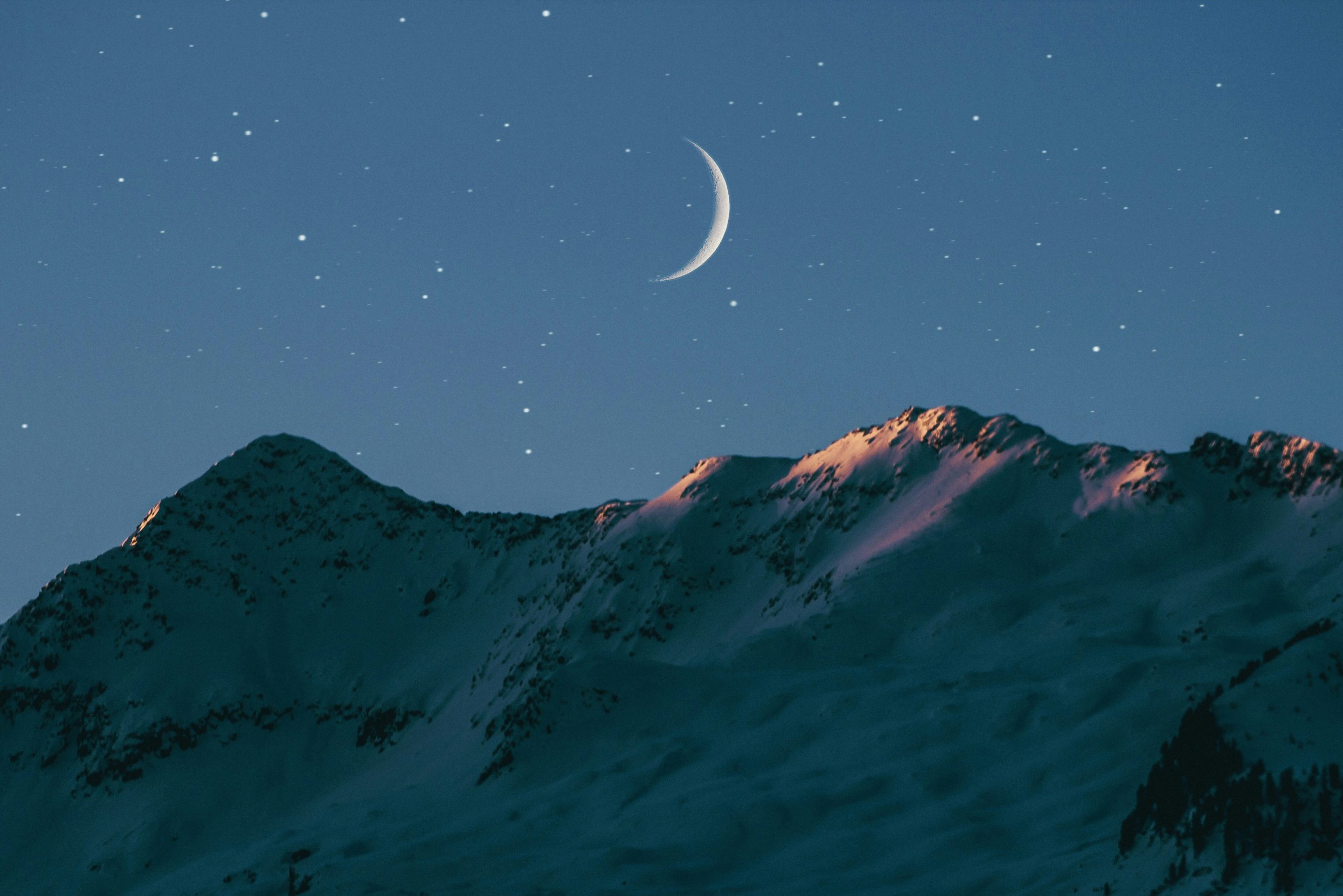 Night Moon and Mountains