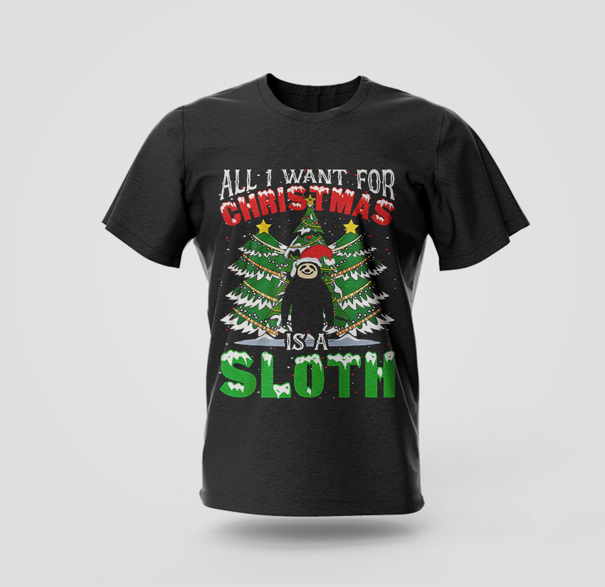 all i want for christmas is a sloth t-shirt