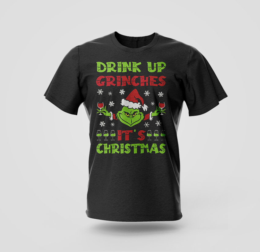 drink up grinches christmas t-shirt