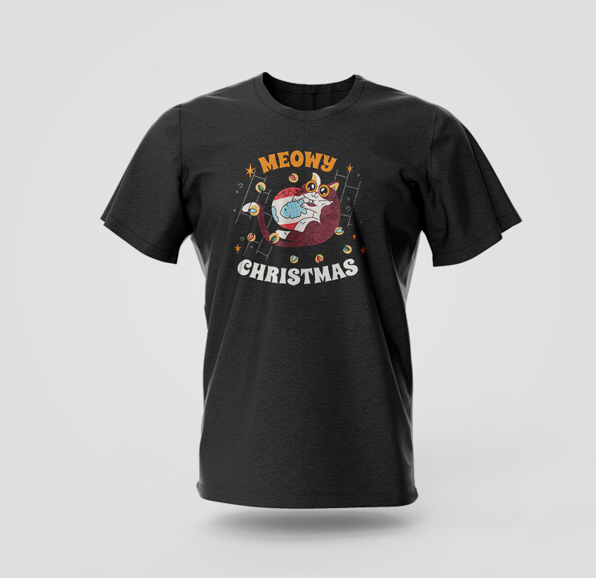 meowy christmas t-shirt