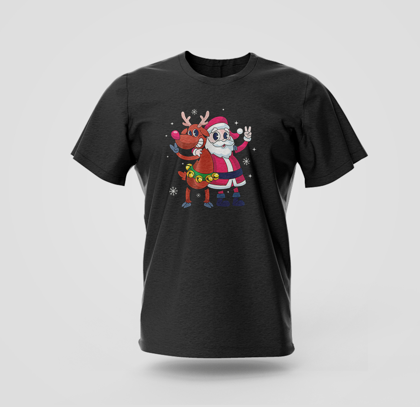 santa and goat t-shirt