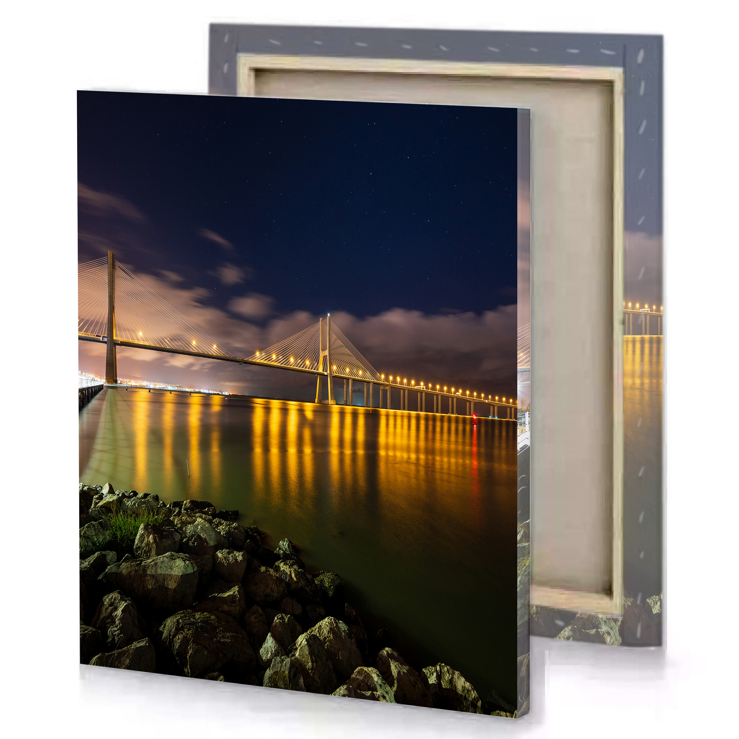 Water Bridge Night Lights Canvas