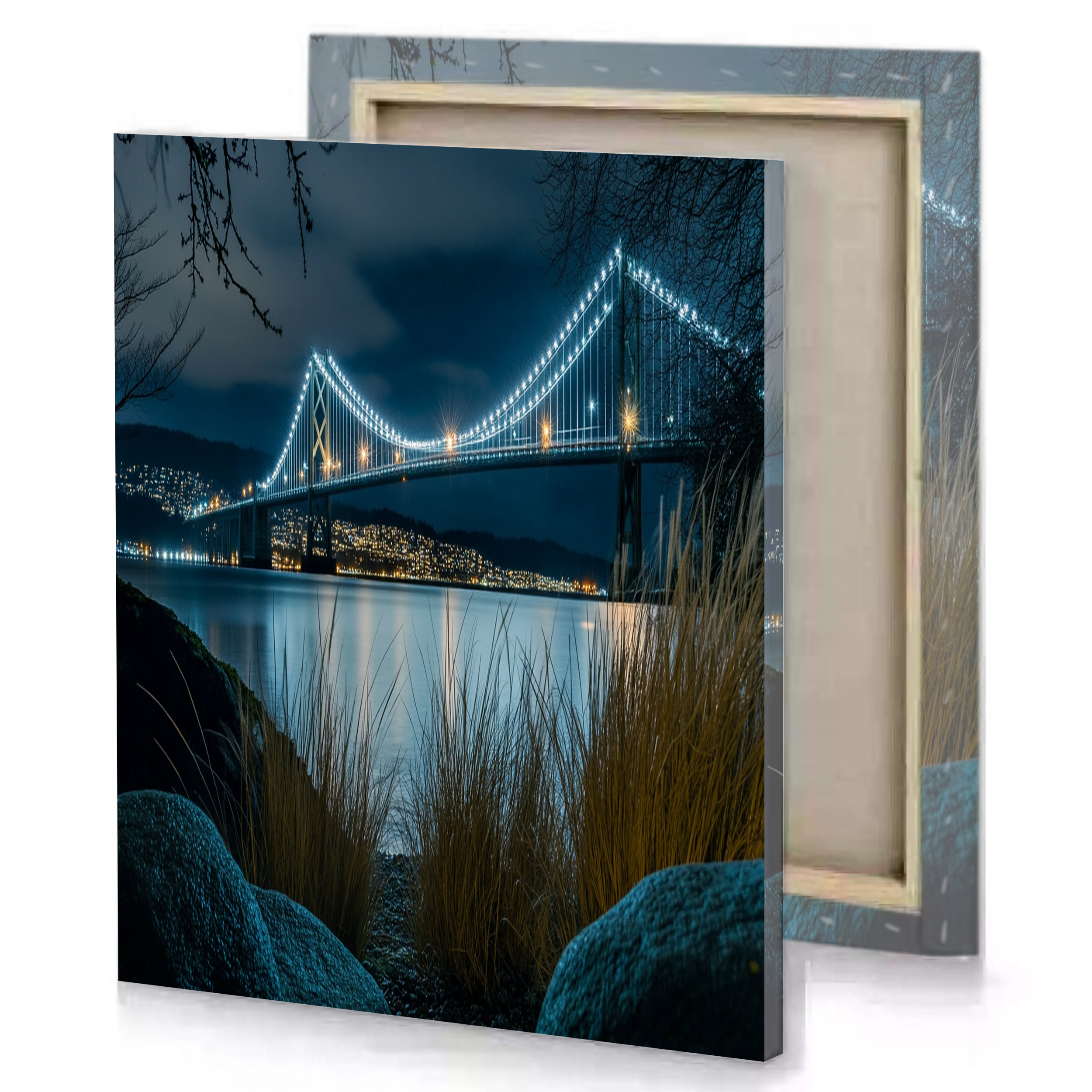 illumintaed Bridge Night Canvas