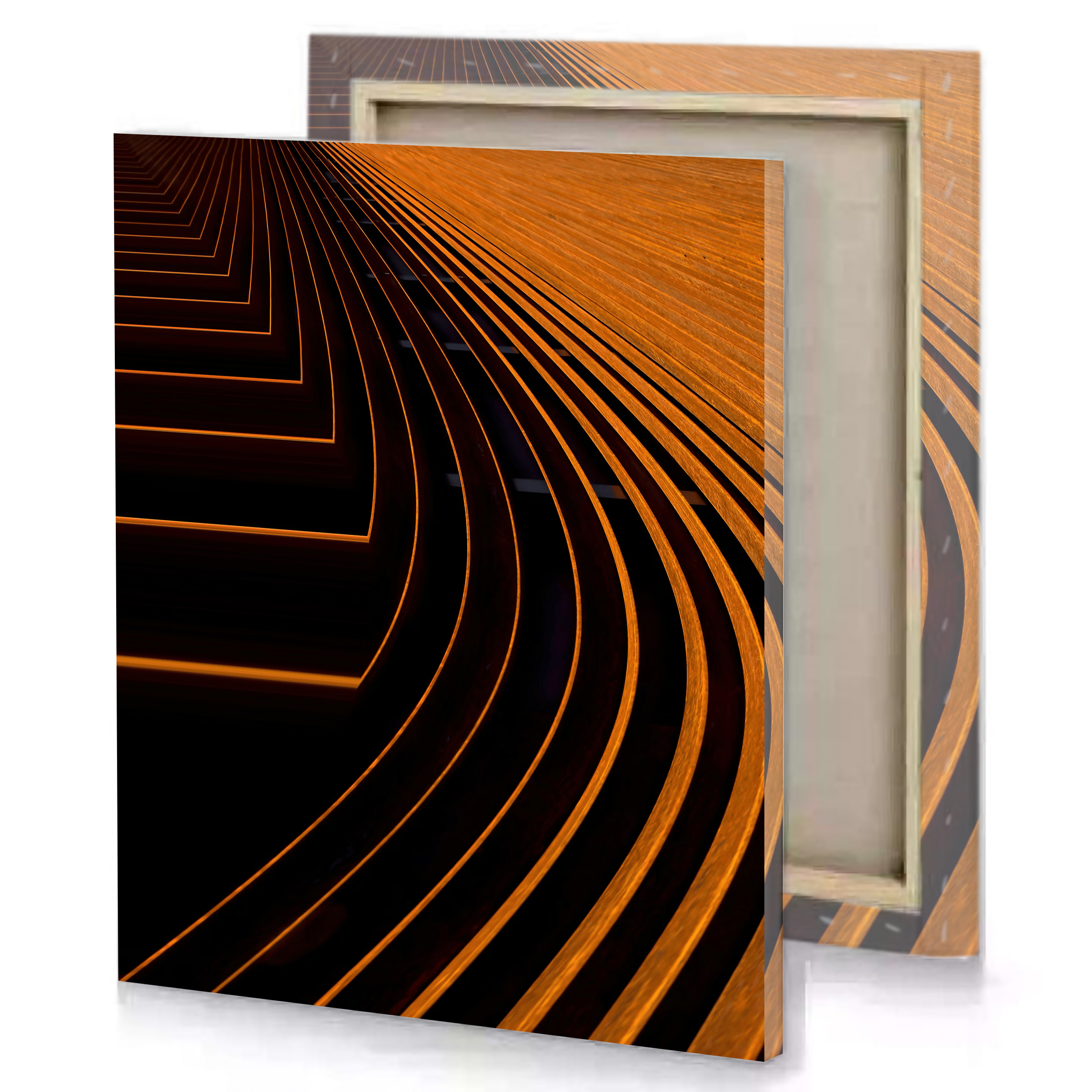 Orange Lines Abstract Art Canvas