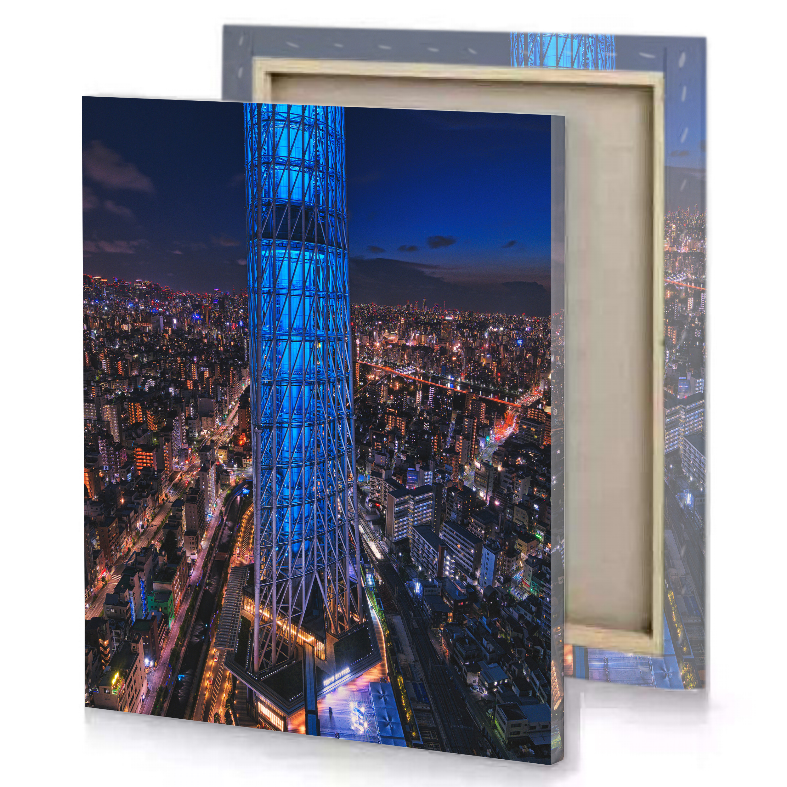 Urban City Night View Buildings Canvas