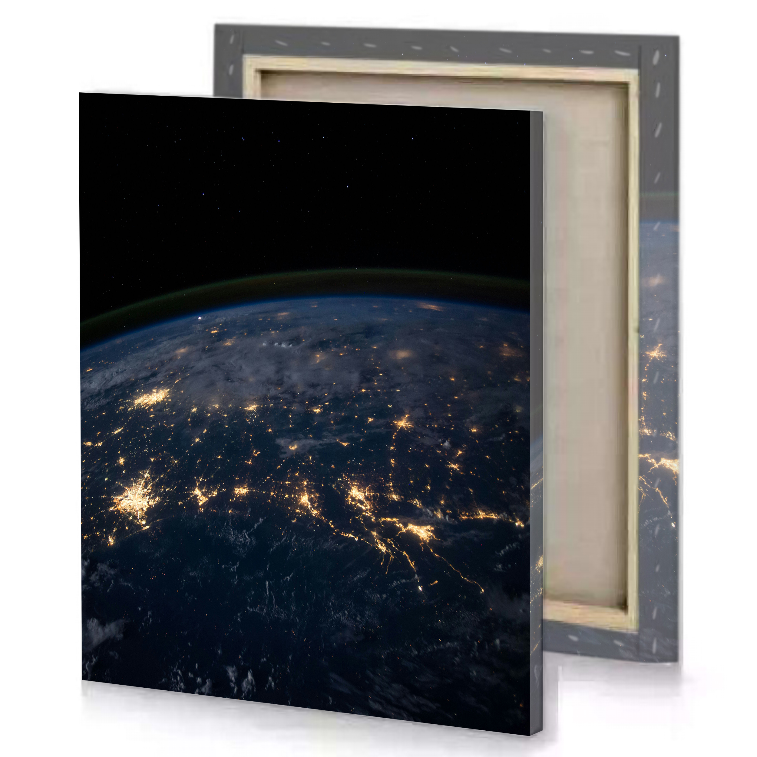 View From Space Night Lights Canvas